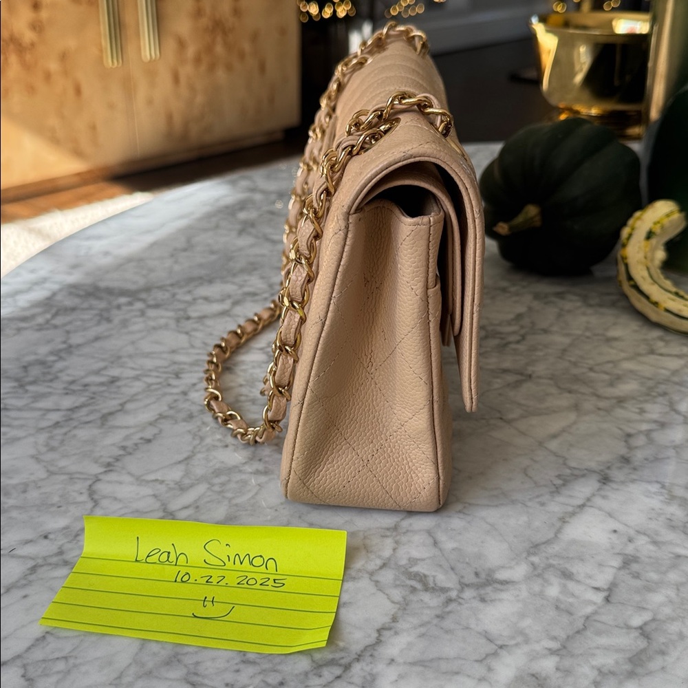 Chanel Beige Claire Medium Classic Flap GDHW Quilted Shoulder Bag - Picture 3 of 11